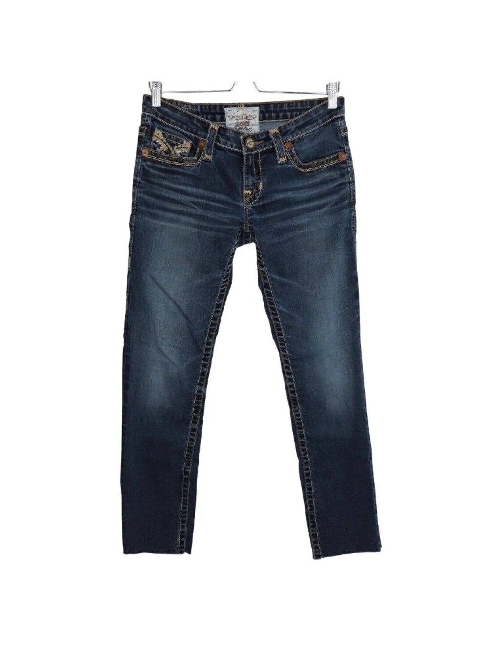 Big Star Womens 28 Long 28L Sweet Skinny Blue Denim Jeans Embroidered Stitching